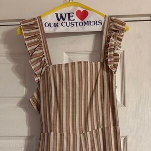 Striped Brown and Tan Jumpsuit